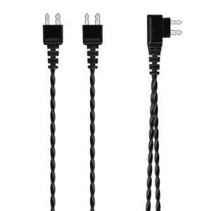 2 Pin V Cord Wire Both Ear Cable Black