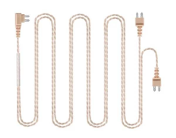 Pocket hearing aid cable 2 pin Y cord beige